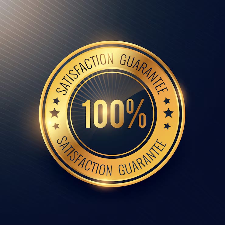 Sello de garantia de satisfaccion del 100 por ciento